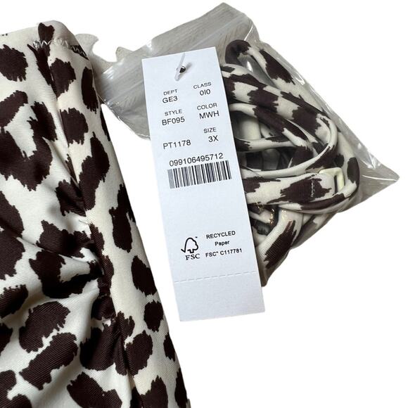 J.CREW Knot Bandeau Bikini Top in Leopard Print Removable Strap Brown 3X NEW - Picture 8 of 12